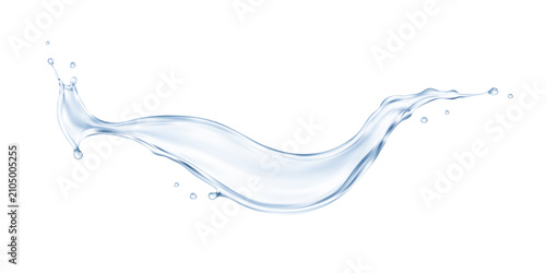 Transparent water splash. Pure liquid flow. Vector illustration.