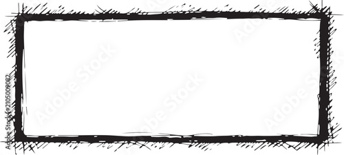 A rectangular banner or frame with a white fill and black sketchy, hand-drawn outline strokes on a white background.