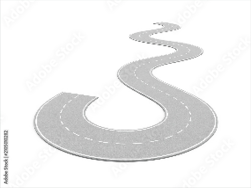 Winding highway road halftone vector