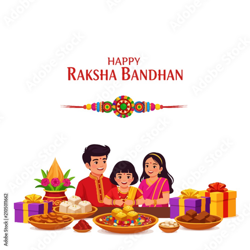 Happy Raksha Bandhan Family Celebration with Sweets and Gifts - Indian Festival
