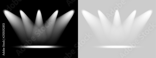 Empty Stage With Bright Spotlight Beams