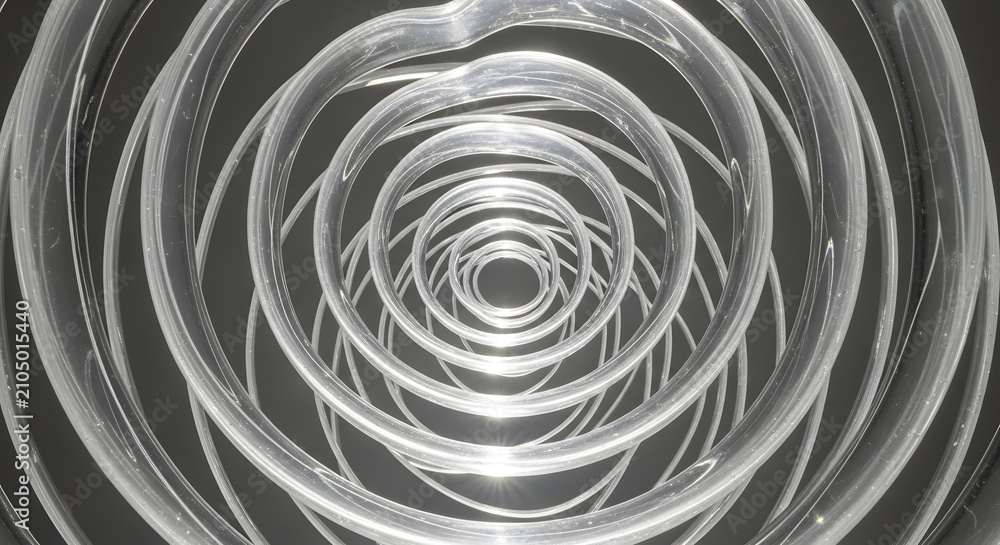 Obraz premium Concentric glass rings tunnel interior structure 3d rendering
