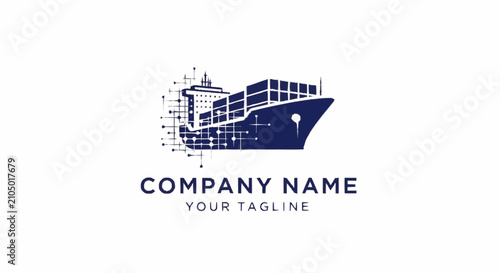 Foto Minimalist cargo ship logo design for maritime business branding.