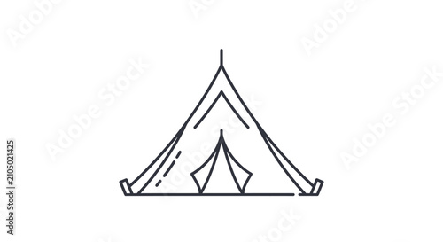 Fotografie Minimalist Line Art Tent Illustration.