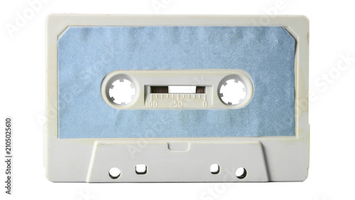 Konstfotografi Vintage Audio Cassette Tape with Blank Label Isolated on White Background