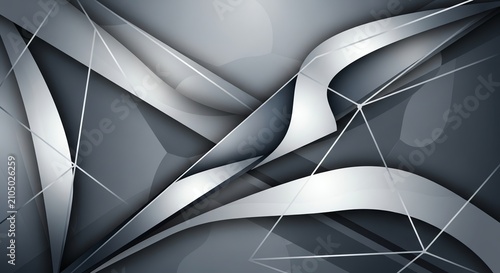 Grey abstract geometric background with silver lines
