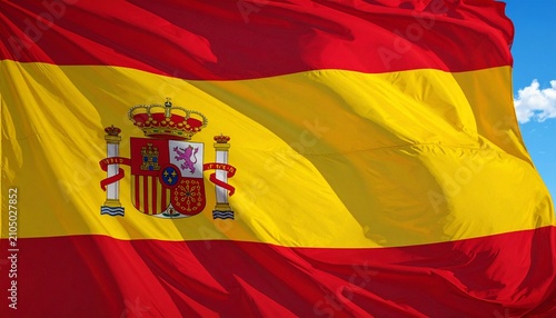 Spain flag waving outdoors