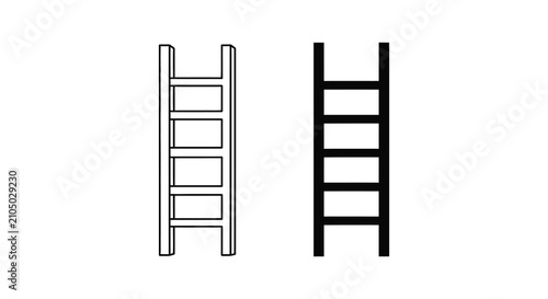 Fotografie Two ladder silhouettes against a white background simple linear depiction silhou