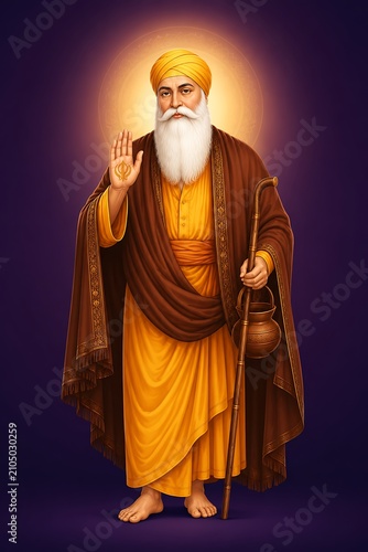 Guru Nanak Dev Ji Inspirational Illustration for Faith and Peace