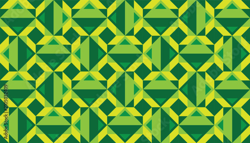 Obraz na płótnie Abstract flat vector background, repeating colorful green geometric mosaic pattern, creative seamless tile design in modern retro style