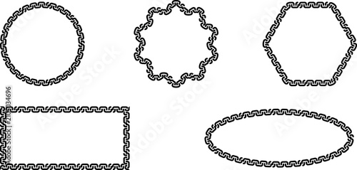 Photography Set of decorative frames with repeating intricate wave or link pattern geometric