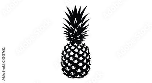 Black silhouette of a pineapple against a white background silhouette fruit