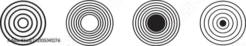 Fotografie Radar icon set with sonar waves, scanning signals, detection and navigation symbols for technology use
