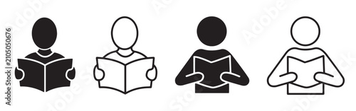 Photos Reading book icon set