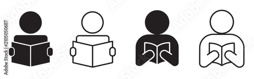 Tableau sur toile Reading book icon set