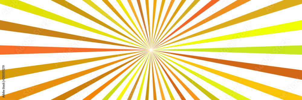 Fototapeta premium Sunburst pattern with radiating stripes in shades of yellow, orange, and brown, featuring a central focal point on a transparent background, and visual layouts