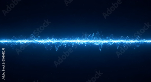 Abstract Glowing Blue Sound Wave Digital Visualization Representing Audio Frequency Spectrum Data and Electronic Signal Pulse Energy