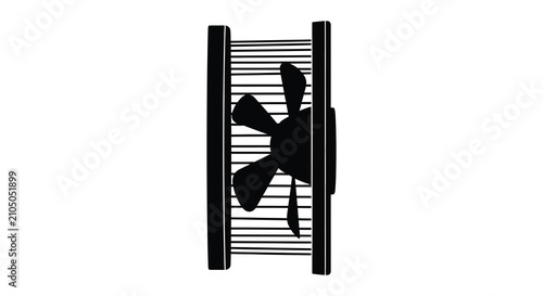 Canvas Print Electric fan depiction in black silhouette against a white background cooling