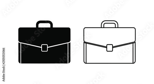 Konstfotografi Two briefcase silhouettes against a white background a black and a line art vers