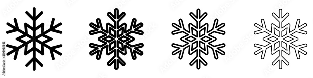 Obraz premium Snowflake line icon for winter weather design. Vector illustration.