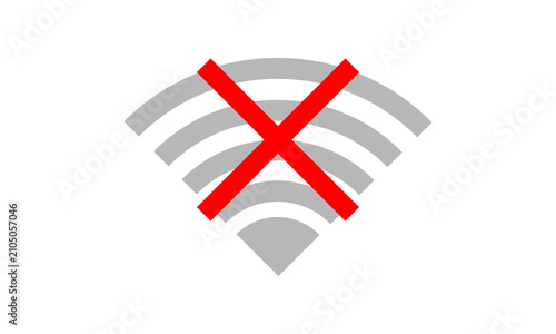 No WiFi Signal Connection Symbol with Red Cross Isolated on Transparent Background