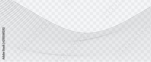 Abstract curved line wave background with flowing parallel lines and transparent background