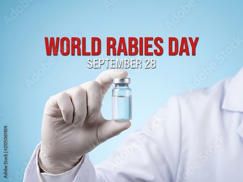 Medical professional holding a vaccine vial celebrating world rabies day on september twentyeighth