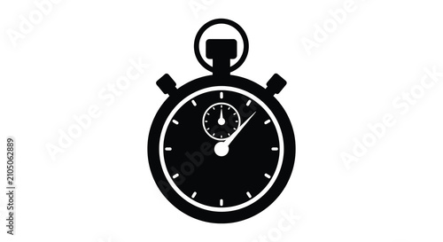 Fotografie Black stopwatch silhouette against a white background a detailed timekeeping ins