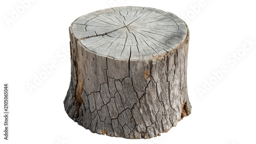 Tableau sur toile Round natural tree log segment bark texture asset isolated on transparent backgr