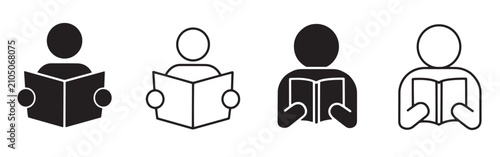 Schilderij op canvas Reading book icon set