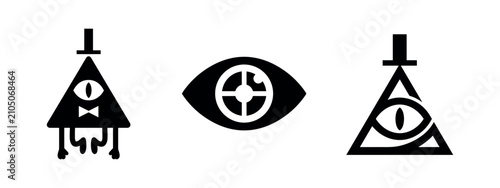 Photography All Seeing Eye Pyramid Triangle Vector Icons Set