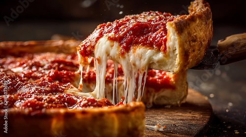 Chicago deep dish pizza slice