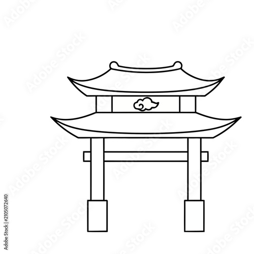 Traditional Asian Pagoda Outline