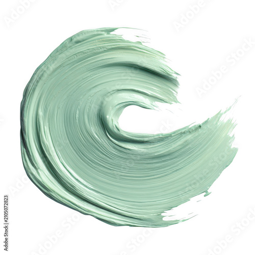 Swirl of mint green paint isolated on transparent background