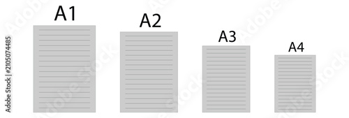 Fotografie ISO Paper Size Chart A1 A2 A3 A4 Comparison and Document Format Guide Vector