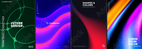 Futuristic posters collection with different abstract design.