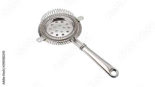 Fotografía Metallic round fine mesh tea strainer sifter infuser tool isolated on transparen