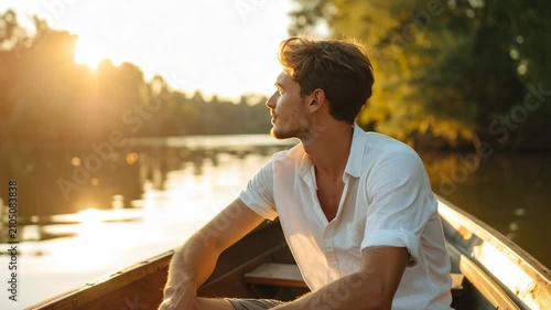 Young Man Relaxing by the Lake