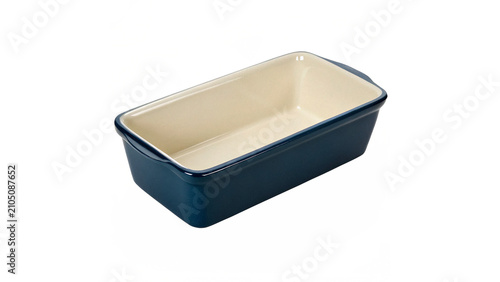 Photos Blue metallic rectangular loaf bread baking pan tin mold isolated on transparent
