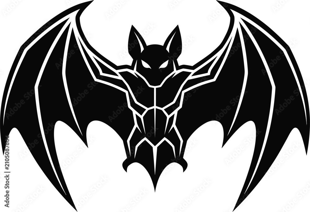 Fototapeta premium Striking black bat silhouette perfect for gothic designs halloween graphics and dark fantasy branding