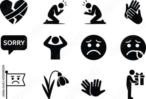 Foto Collection of black and white depicting emotions, apologies, and gestures of sym
