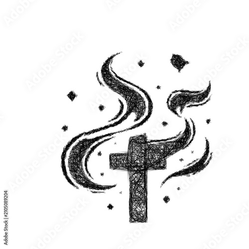 Canvastavla Black and white sketch exorcism icon design