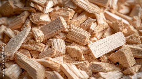 Close-up of light-colored wood chips