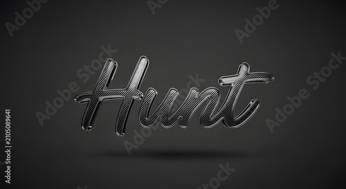 Hunt text with a modern carbon fiber texture and metallic finish on a plain dark background
