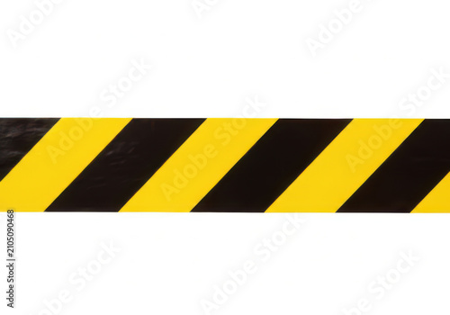 Bright Yellow and Black Diagonal Caution Warning Stripes Safety Tape Graphic isolated white background