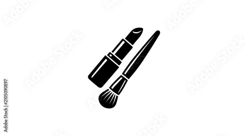 Foto Makeup Brushes and Cosmetic Product.