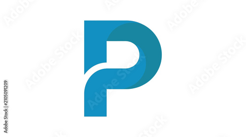 Cuadro en lienzo Large Teal Letter P Logo Symbol.