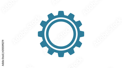 Canvas Print Blue gear icon mechanical symbol.