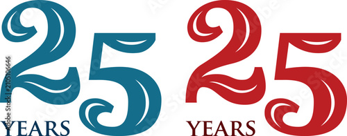 Obraz na płótnie Anniversary years badge collection featuring 10, 20, 25, 30, 40, 50, 60 and 70 years celebration labels