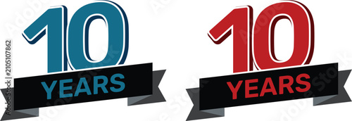 Cuadro en lienzo Anniversary years badge collection featuring 10, 20, 25, 30, 40, 50, 60 and 70 years celebration labels